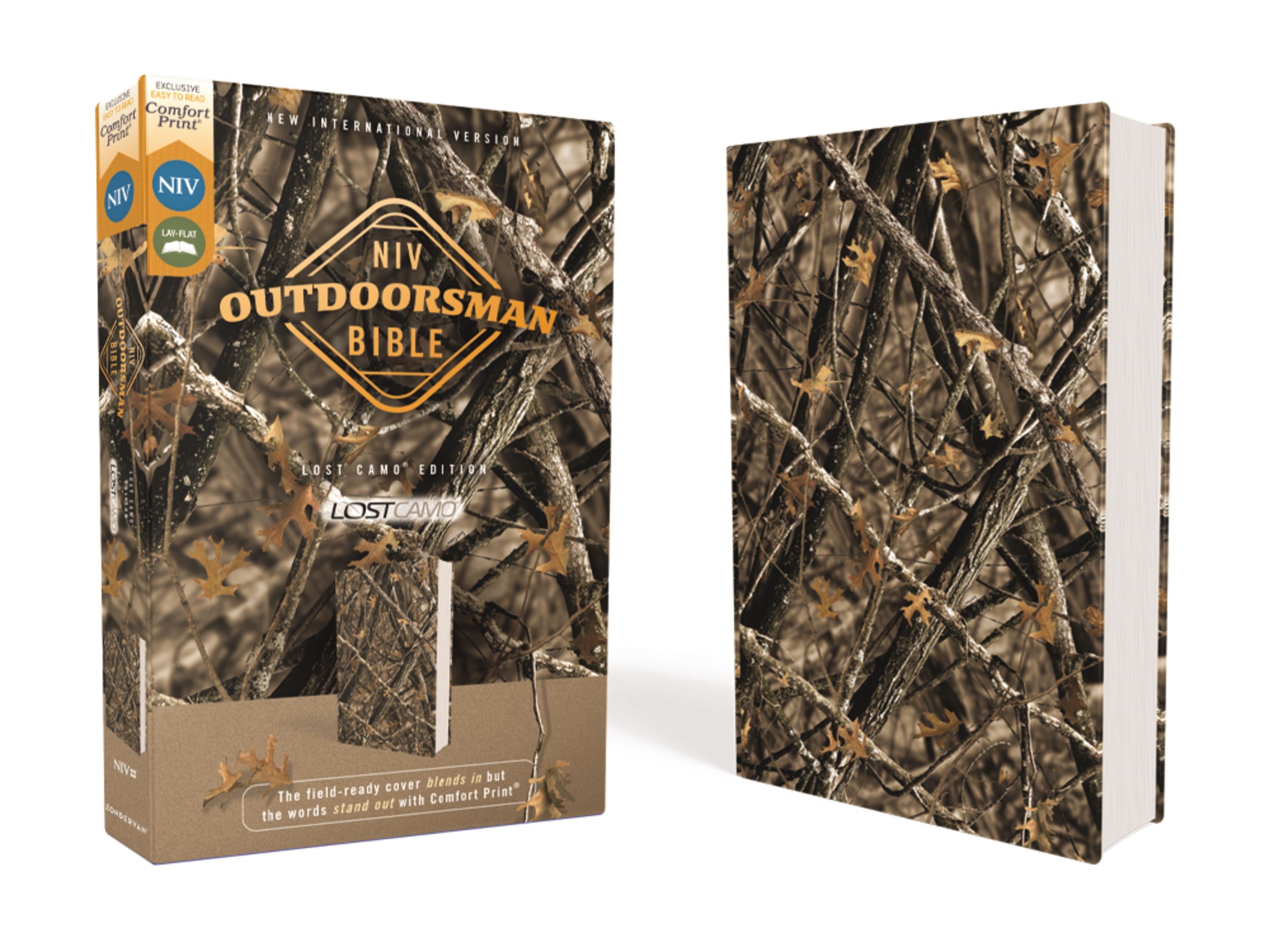 NIV, Outdoorsman Bible, Lost Camo Edition, Leathersoft, Red Letter, Comfort Print: The Field-Ready Cover Blends In but the Words Stand Out with Comfort Print