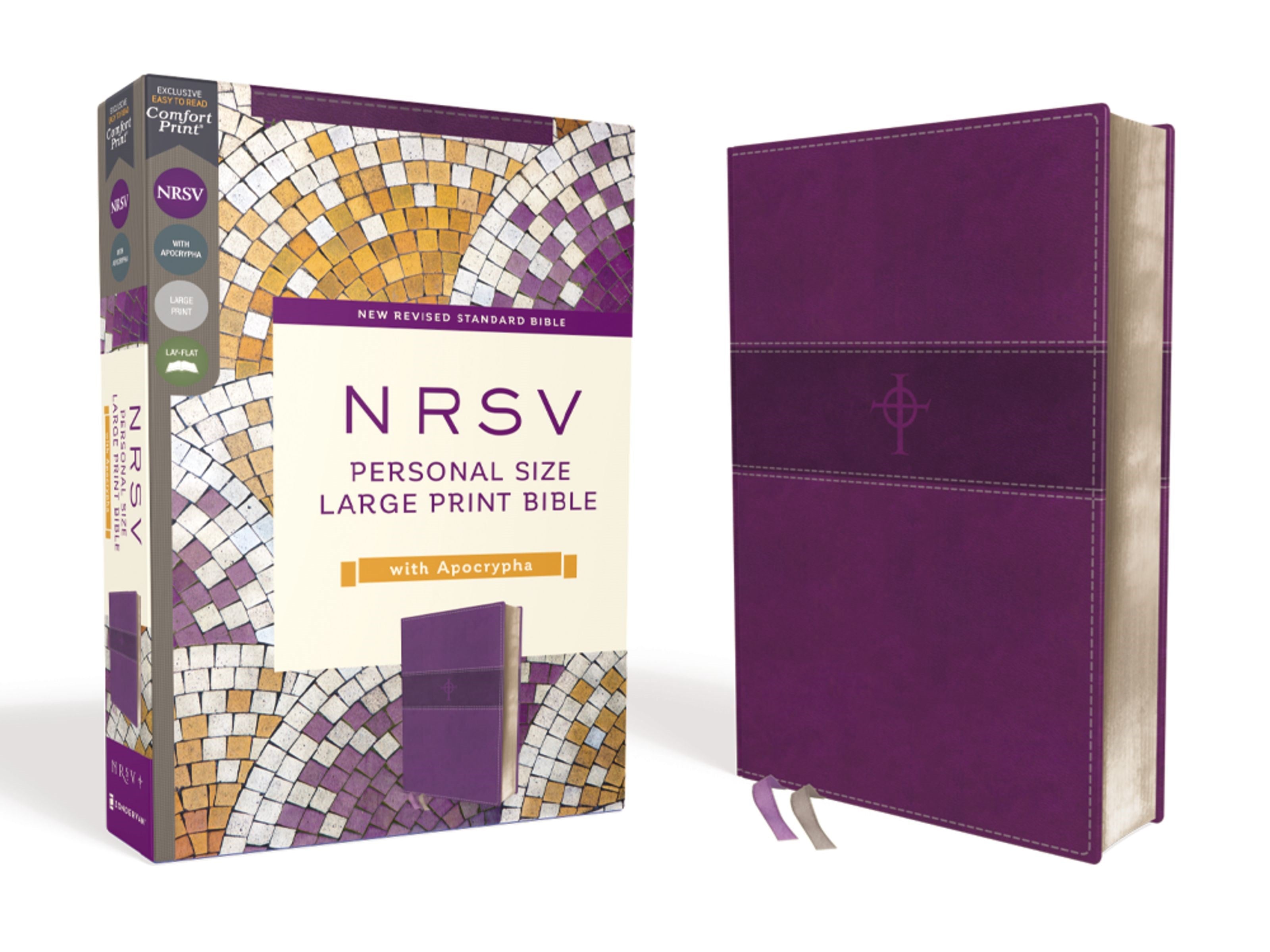 NRSV, Personal Size Large Print Bible with Apocrypha, Leathersoft, Purple, Comfort Print  (Large type / large print)