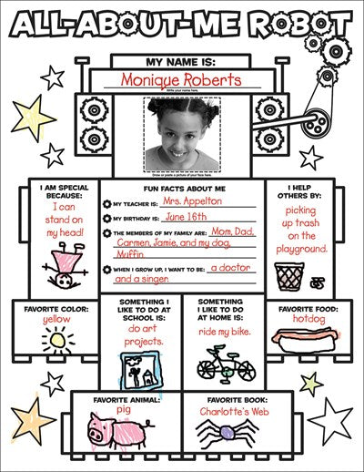 Graphic Organizer Posters: All-About-Me Robot: Grades K-2 : Fill-in Personal Posters for Kids to Display with Pride