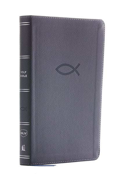 NKJV, Thinline Bible Youth Edition, Leathersoft, Gray, Red Letter, Comfort Print: Holy Bible, New King James Version
