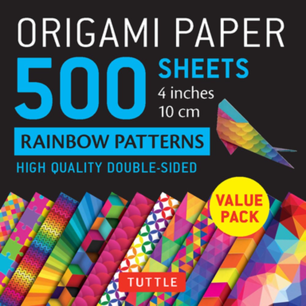 Origami Paper 500 sheets Rainbow Patterns 4 (10 cm) : Double-Sided Origami Sheets Printed with 12 Different Colorful Patterns
