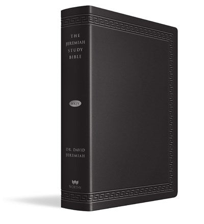The Jeremiah Study Bible, NKJV Large Print Edition, Black LeatherLuxe® w/thumb index: What It Says. What It Means. What It Means for You. (Large type / large print)