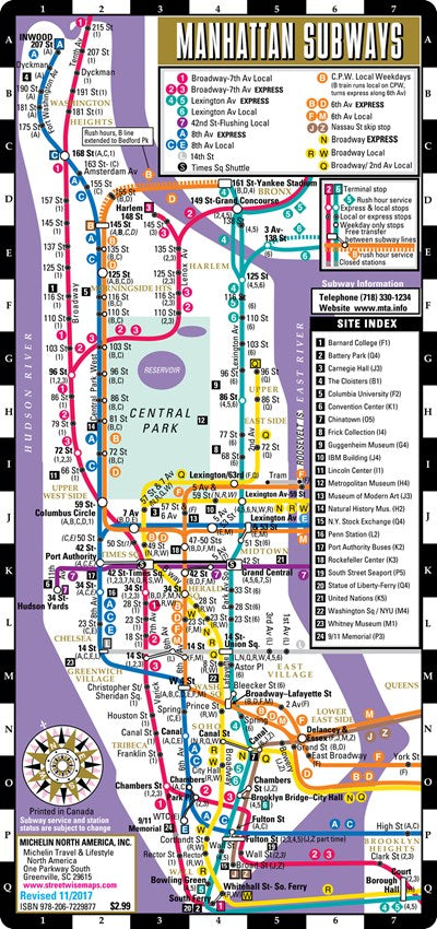 Streetwise Manhattan Bus Subway Map - Laminated Subway & Bus Map of Manhattan, New York: City Plans