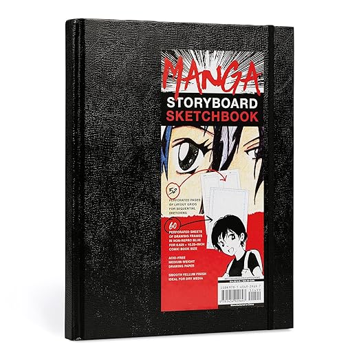 Manga Storyboard Sketchbook: A Comic Book Sketchbook with Storyboard Layout Grids, Acid-Free Medium-Weight Drawing Comic Book Paper