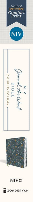 NIV, Journal the Word Bible (Perfect for Note-Taking), Double-Column, Cloth over Board, Navy Floral, Red Letter, Comfort Print: Reflect, Take Notes, or Create Art Next to Your Favorite Verses