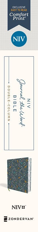 NIV, Journal the Word Bible (Perfect for Note-Taking), Double-Column, Cloth over Board, Navy Floral, Red Letter, Comfort Print: Reflect, Take Notes, or Create Art Next to Your Favorite Verses