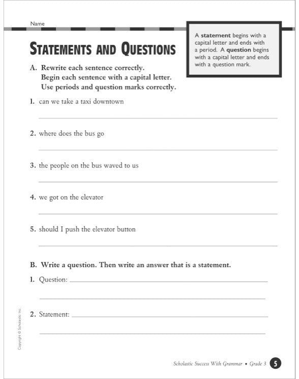 Scholastic Success With Grammar: Grade 3 Workbook