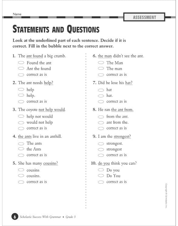 Scholastic Success With Grammar: Grade 3 Workbook