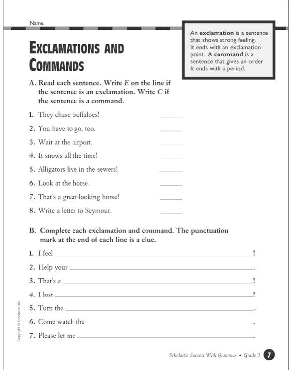 Scholastic Success With Grammar: Grade 3 Workbook
