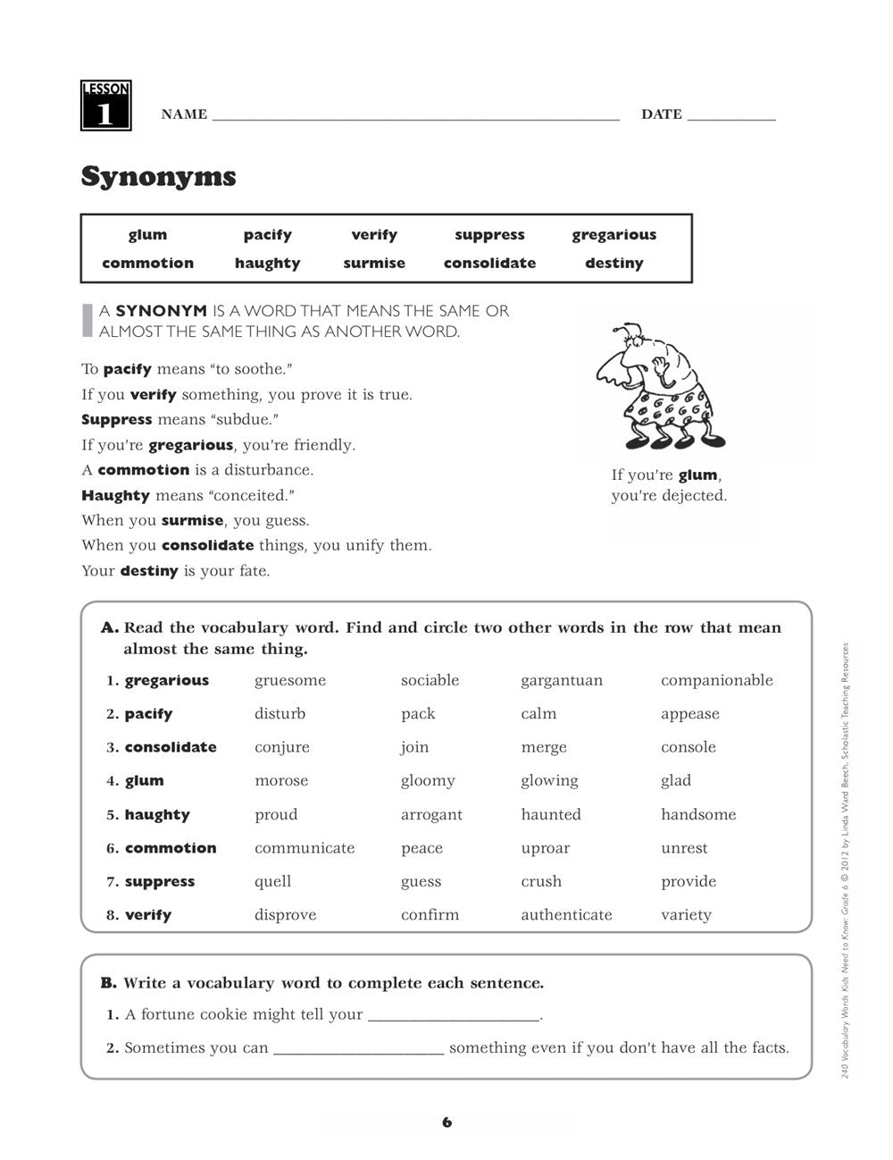 240 Vocabulary Words Kids Need to Know: Grade 6