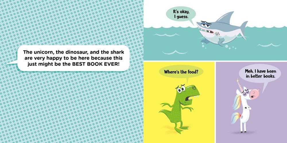 A Unicorn, a Dinosaur, and a Shark Walk into a Book