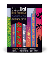Stenciled Book Edges Kit: Turn Your Favorite Books into Custom Works of Art - Includes: Project Book, Paint Pots, Stencils, Sponge Tools, Book Clamps