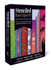 Stenciled Book Edges Kit: Turn Your Favorite Books into Custom Works of Art - Includes: Project Book, Paint Pots, Stencils, Sponge Tools, Book Clamps