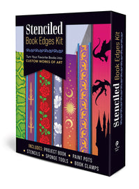 Stenciled Book Edges Kit: Turn Your Favorite Books into Custom Works of Art - Includes: Project Book, Paint Pots, Stencils, Sponge Tools, Book Clamps
