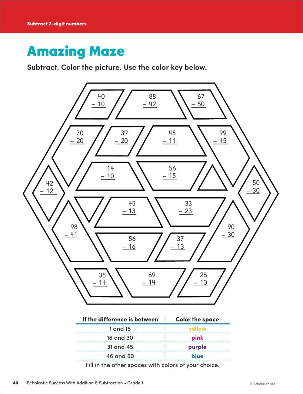 Scholastic Success with Addition & Subtraction Grade 1 Workbook