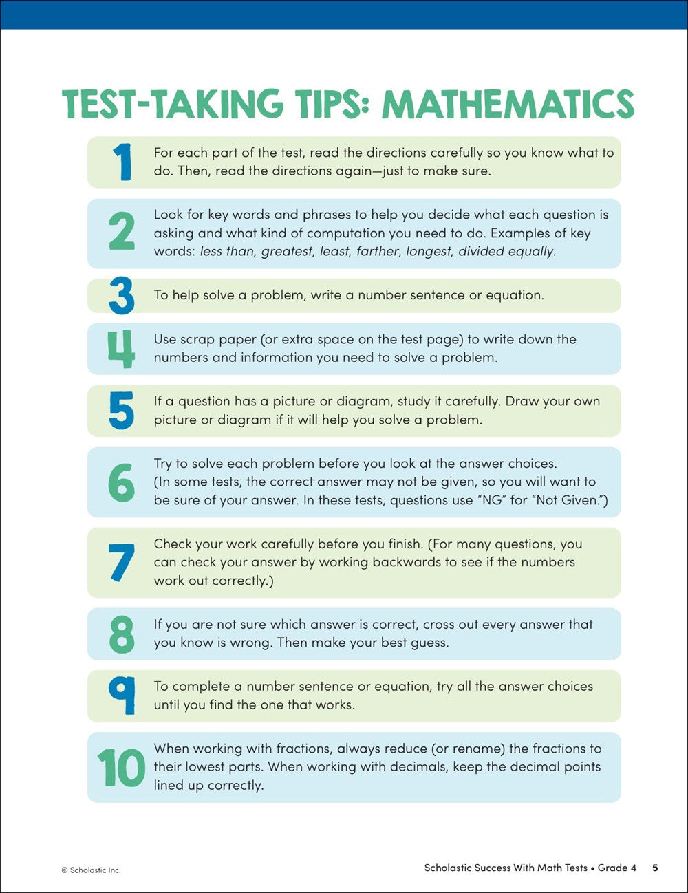 Scholastic Success with Math Tests Grade 4 Workbook