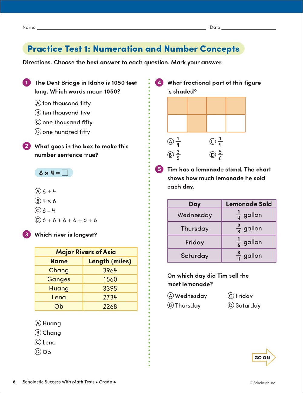 Scholastic Success with Math Tests Grade 4 Workbook
