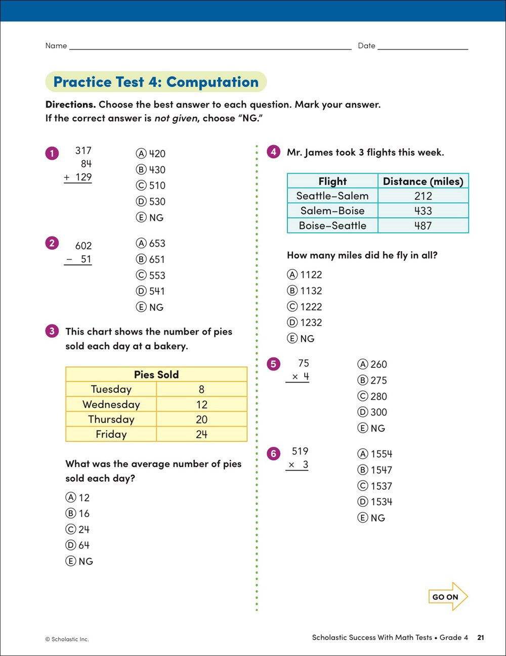 Scholastic Success with Math Tests Grade 4 Workbook