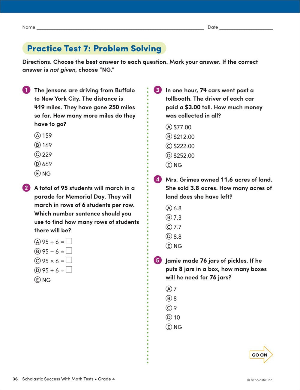 Scholastic Success with Math Tests Grade 4 Workbook