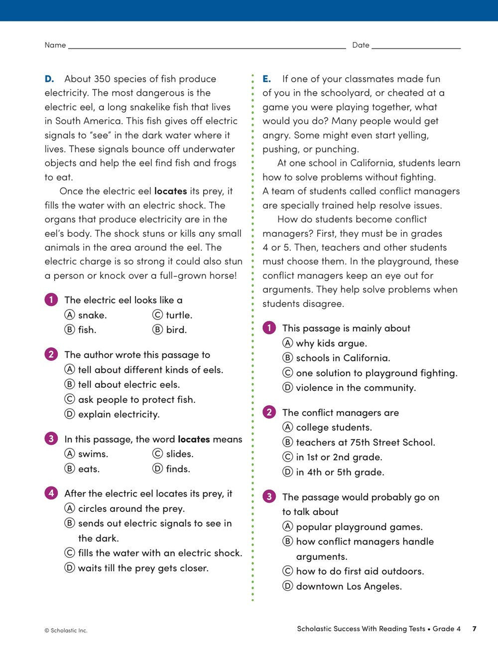 Scholastic Success with Reading Tests Grade 4 Workbook