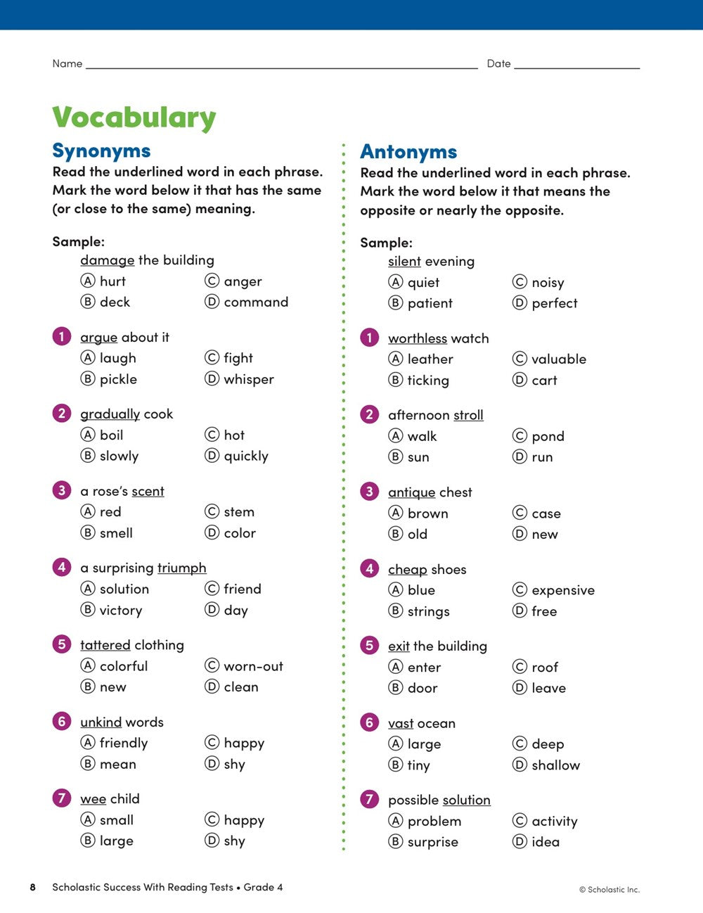 Scholastic Success with Reading Tests Grade 4 Workbook