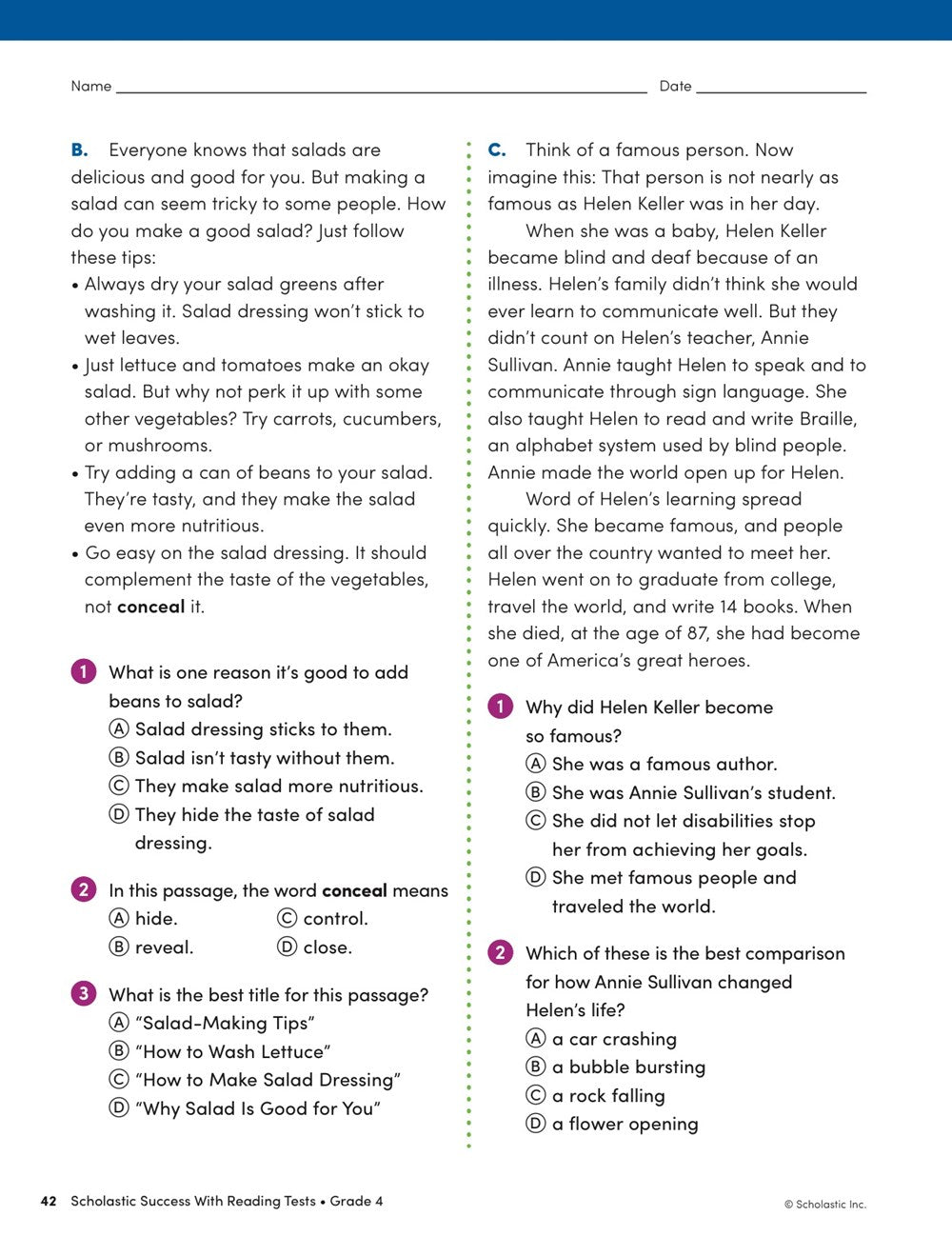 Scholastic Success with Reading Tests Grade 4 Workbook