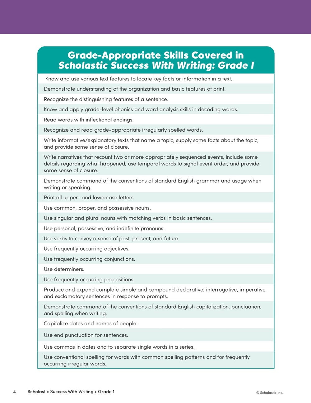 Scholastic Success with Writing Grade 1 Workbook
