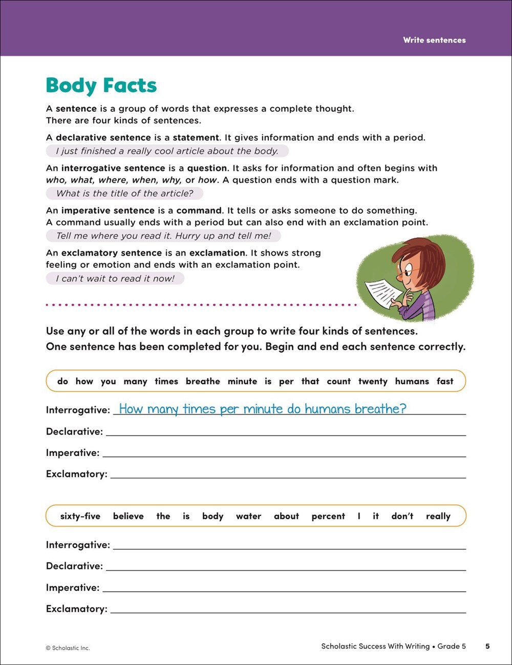 Scholastic Success with Writing Grade 5 Workbook