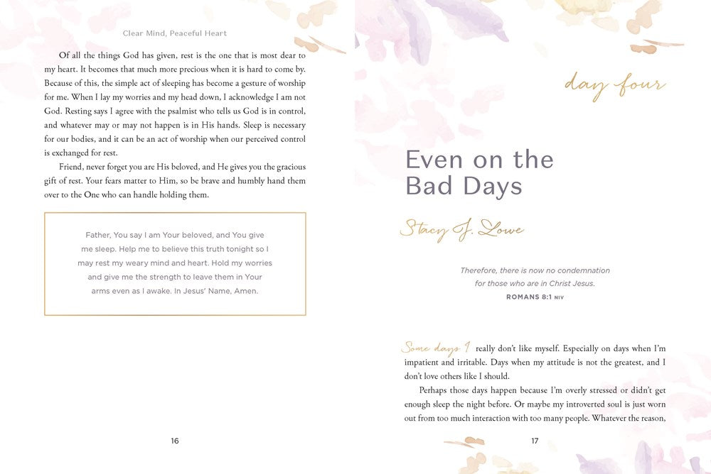 Clear Mind, Peaceful Heart: 50 Devotions for Sleeping Well in a World Full of Worry (A 50-Day Devotional) - The Perfect Christian Christmas Gift for Women