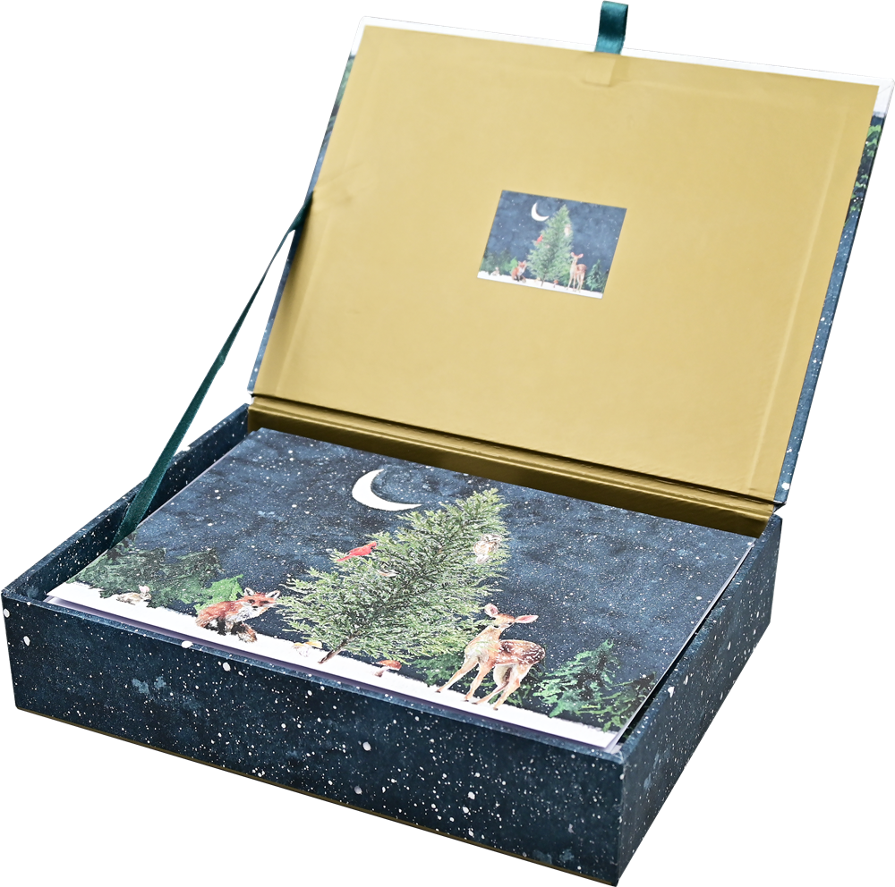 Moonlit Forest Friends Deluxe Boxed Holiday Cards (20 cards, 21 self-sealing envelopes)