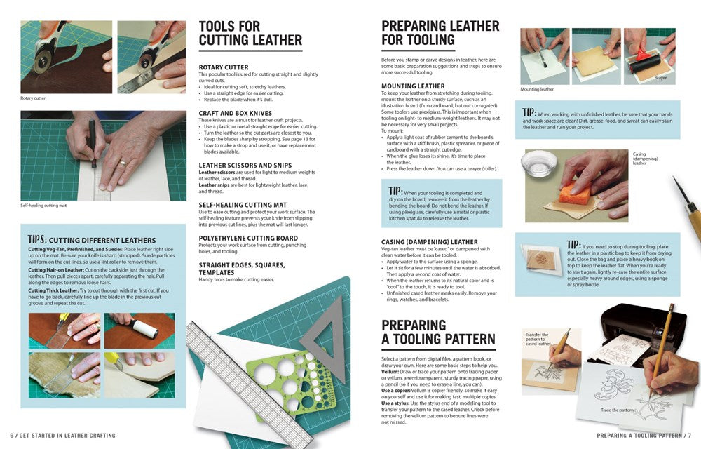 Get Started in Leather Crafting: Step-by-Step Techniques and Tips for Crafting Success (Design Originals) Beginner-Friendly Projects, Basics of Leather Preparation, Tools, Stamps, Embossing, & More