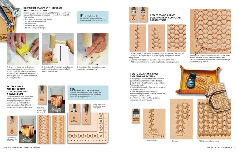 Get Started in Leather Crafting: Step-by-Step Techniques and Tips for Crafting Success (Design Originals) Beginner-Friendly Projects, Basics of Leather Preparation, Tools, Stamps, Embossing, & More