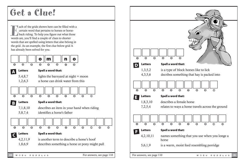 Horse Games & Puzzles: 102 Brainteasers, Word Games, Jokes & Riddles, Picture Puzzlers, Matches & Logic Tests for Horse-Loving Kids (Storey's Games & Puzzles)