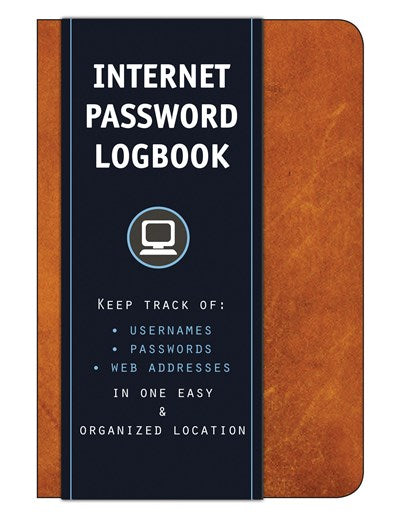 Internet Password Logbook (Cognac Leatherette): Keep track of: usernames, passwords, web addresses in one easy & organized location