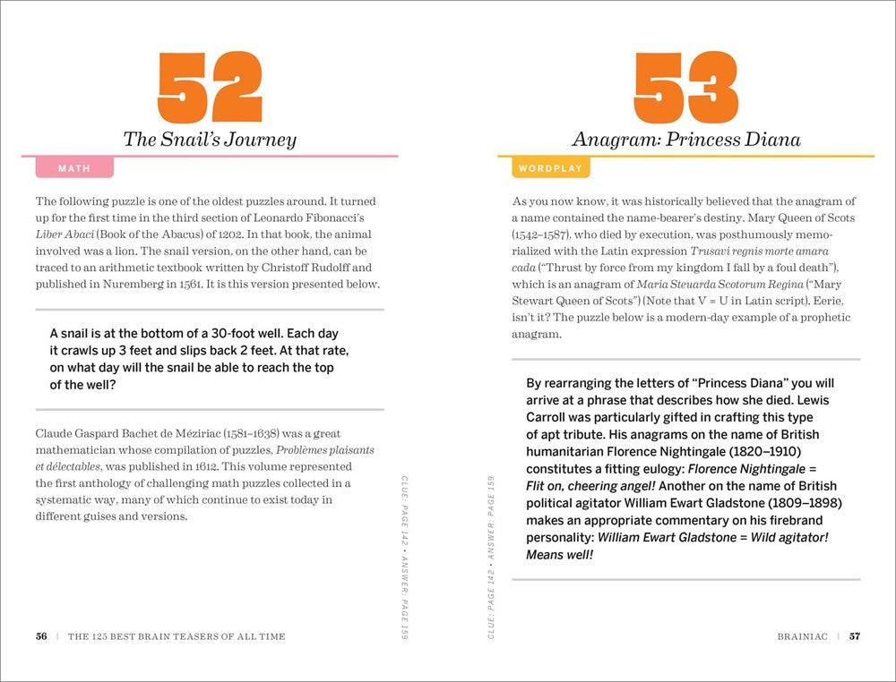 The 125 Best Brain Teasers of All Time: A Mind-Blowing Challenge of Math, Logic, and Wordplay