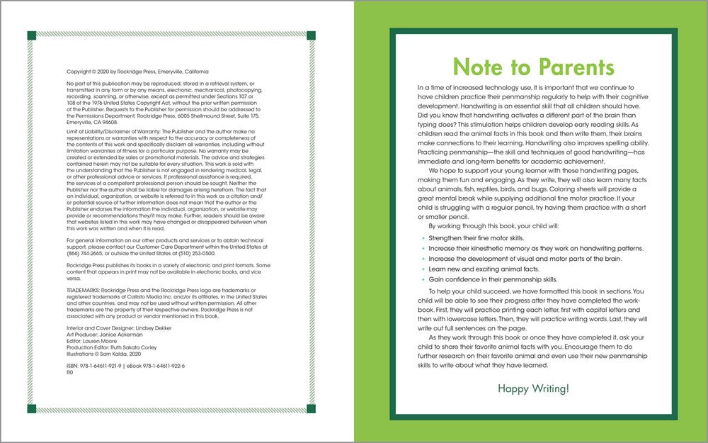 The Print Penmanship Workbook for Kids: Improve Your Handwriting with Fun Animal Facts