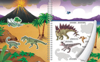 Dinosaurs! Sticker Activity Book - 100 Stickers Including Puffy, 20 Coloring Pages and Spiral Lay-Flat design; Sticker Pages and Scene Side-By-Side for Easy Play