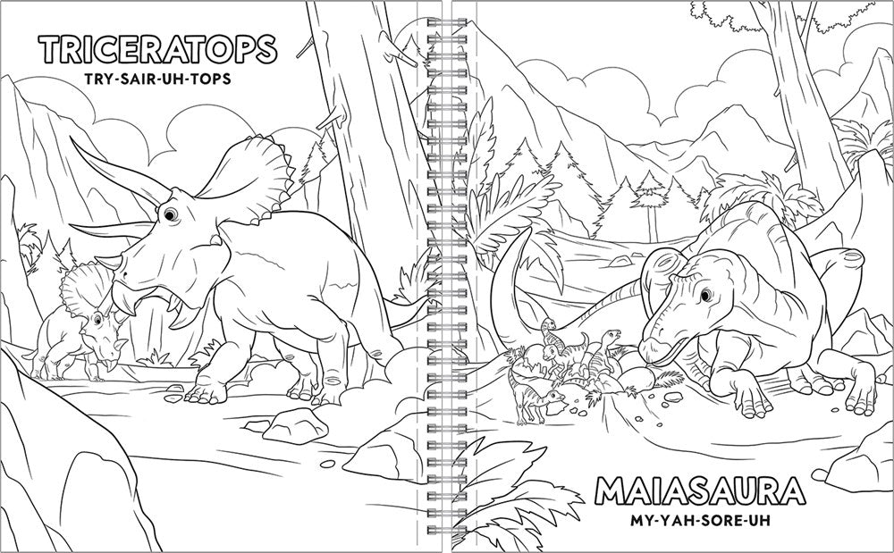Dinosaurs! Sticker Activity Book - 100 Stickers Including Puffy, 20 Coloring Pages and Spiral Lay-Flat design; Sticker Pages and Scene Side-By-Side for Easy Play