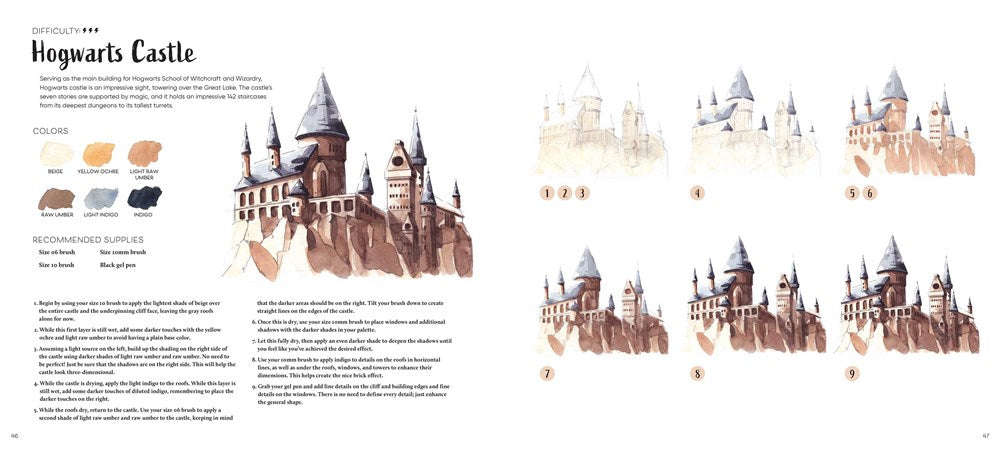 Harry Potter Watercolor Magic: 32 Step-by-Step Enchanting Projects (Harry Potter Crafts, Gifts for Harry Potter Fans)