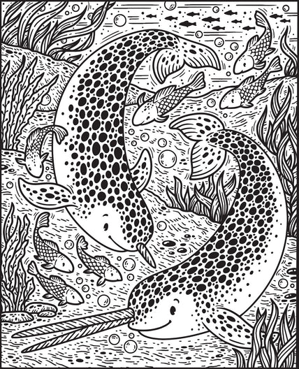 Narwhals and Other Sea Creatures Magic Painting Book