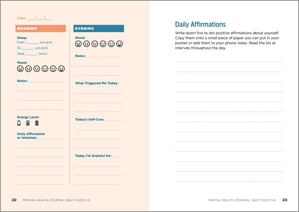 Mental Health Journal: Daily Check-In: 70 Days of Reflection Space to Track Your Moods, Intentions, and Well-Being
