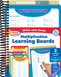 Active Minds - Write-and-Erase - Wipe Clean Learning Boards Ages 7+ - Multiplication, Division, USA States and Capitals