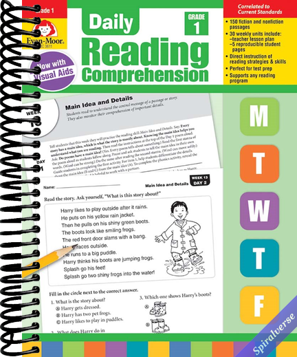Evan-Moor Daily Reading Comprehension, Grade 1 - Homeschooling & Classroom Resource Workbook, Reproducible Worksheets, Teaching Edition, Fiction and Nonfiction, Lesson Plans, Test Prep