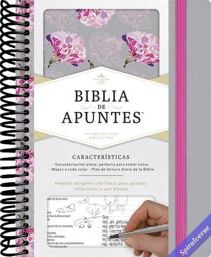 Biblia Reina Valera 1960 de apuntes gris y floreado , tela impresa | RVR 1960 NoteTaking Bible, Grey and Pink, Cloth over Board (Spanish Edition)
